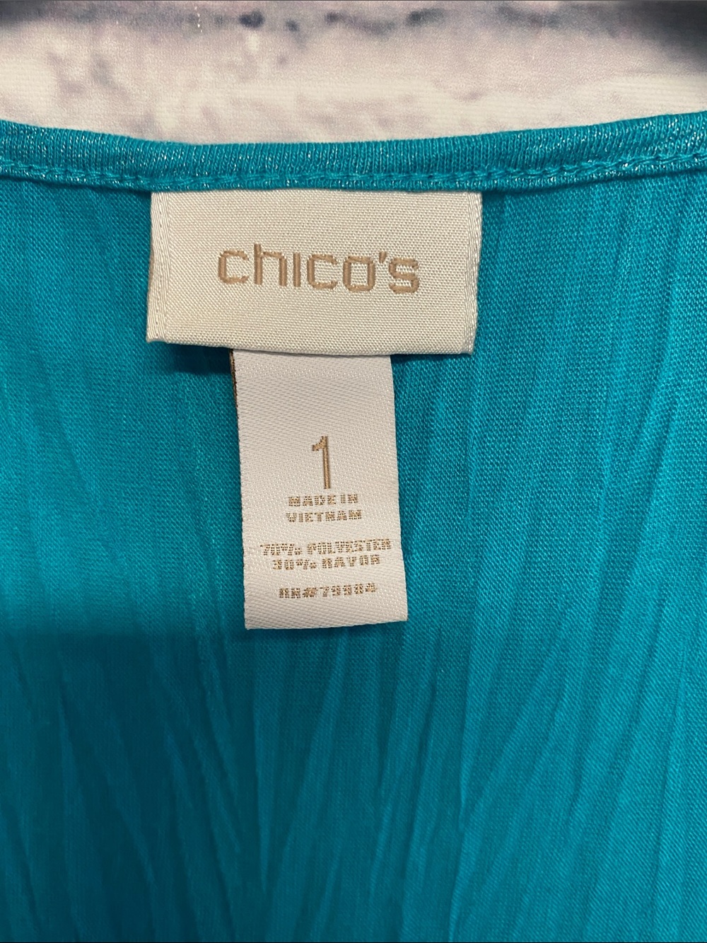 Chico's Shiny Turquoise Ruffle-Front Tank Size Medium - Picture 2 of 7